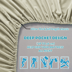 3 Piece Fitted Sheet Set- Fitted Sheet & Pillowcases -Breathable Bedding - Wrinkle, Fade, Stain Resistant- 40cm Deep Pocket F