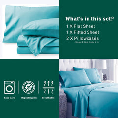 4 Piece Bed Sheet Set- Bedding Sheets & Pillowcases -Breathable Bedding - Wrinkle, Fade, Stain Resistant-Deep Pocket Flat Fit