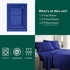 4 Piece Bed Sheet Set- Bedding Sheets & Pillowcases -Breathable Bedding - Wrinkle, Fade, Stain Resistant-Deep Pocket Flat Fit