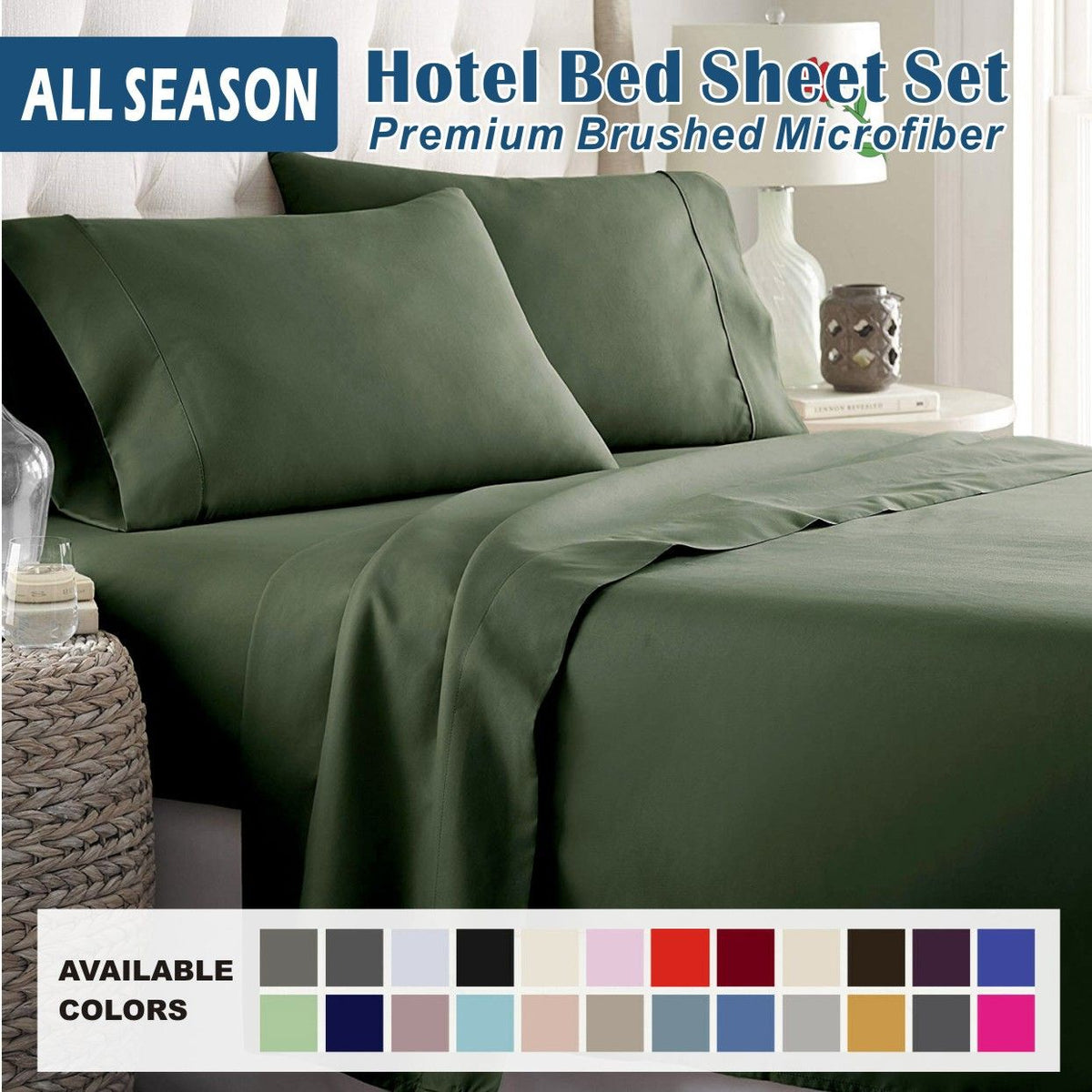 4 Piece Bed Sheet Set- Bedding Sheets & Pillowcases -Breathable Bedding - Wrinkle, Fade, Stain Resistant-Deep Pocket Flat Fit
