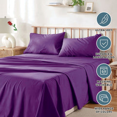 4 Piece Bed Sheet Set- Bedding Sheets & Pillowcases -Breathable Bedding - Wrinkle, Fade, Stain Resistant-Deep Pocket Flat Fit