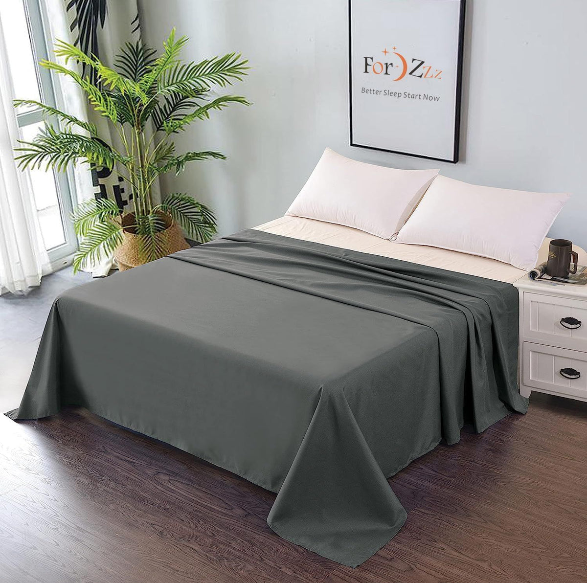 Elegant Comfort Premium Hotel Quality 1-Piece Super King Flat Sheet, Luxury and Softest 2000 Thread Count Bedding Flat Sheet(