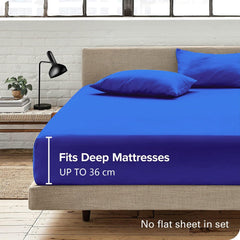 Hotel Quality Fitted Sheet - 1 Piece Fitted Sheet  -Breathable Bedding - Wrinkle, Fade, Stain Resistant- 16inch/40cm Deep Poc