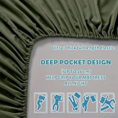 Hotel Quality Fitted Sheet - 1 Piece Fitted Sheet  -Breathable Bedding - Wrinkle, Fade, Stain Resistant- 16inch/40cm Deep Poc