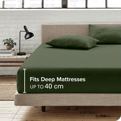 Hotel Quality Fitted Sheet - 1 Piece Fitted Sheet  -Breathable Bedding - Wrinkle, Fade, Stain Resistant- 16inch/40cm Deep Poc