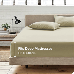 Hotel Quality Fitted Sheet - 1 Piece Fitted Sheet  -Breathable Bedding - Wrinkle, Fade, Stain Resistant- 16inch/40cm Deep Poc