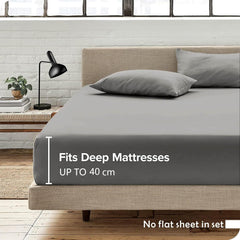 Hotel Quality Fitted Sheet - 1 Piece Fitted Sheet  -Breathable Bedding - Wrinkle, Fade, Stain Resistant- 16inch/40cm Deep Poc