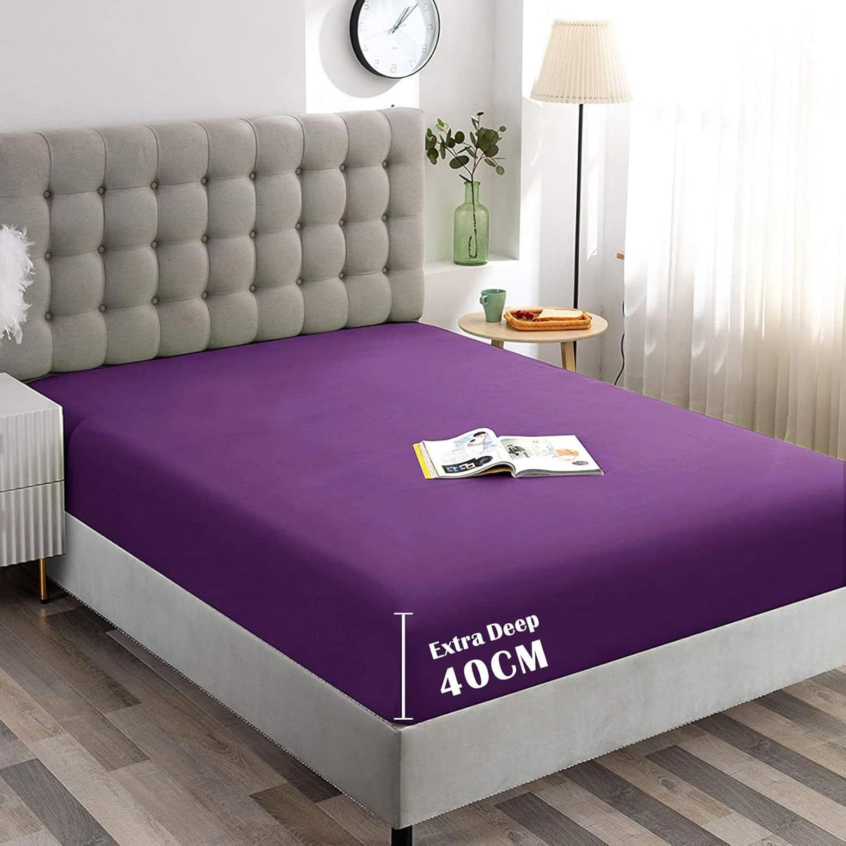 Hotel Quality Fitted Sheet - 1 Piece Fitted Sheet  -Breathable Bedding - Wrinkle, Fade, Stain Resistant- 16inch/40cm Deep Poc