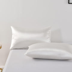 Satin Quilt cover Set Hotel 3 Pieces Quilt cover with Pillowcase, Art Silk Bedding Set-Luxury Soft Silky pillowcase for Hair 