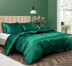 Satin Quilt cover Set Hotel 3 Pieces Quilt cover with Pillowcase, Art Silk Bedding Set-Luxury Soft Silky pillowcase for Hair 