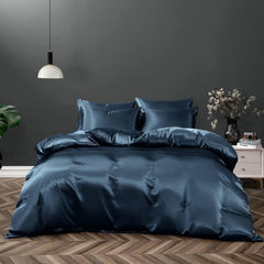 Satin Quilt cover Set Hotel 3 Pieces Quilt cover with Pillowcase, Art Silk Bedding Set-Luxury Soft Silky pillowcase for Hair 