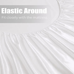Satin Fitted Sheet Set Hotel 3 Pieces Fitted Sheet with Pillowcase, Art Silk Bedding Set-Luxury Soft Silky Sheets for Hair an