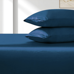 Satin Fitted Sheet Set Hotel 3 Pieces Fitted Sheet with Pillowcase, Art Silk Bedding Set-Luxury Soft Silky Sheets for Hair an