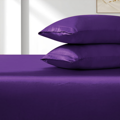 Satin Fitted Sheet Set Hotel 3 Pieces Fitted Sheet with Pillowcase, Art Silk Bedding Set-Luxury Soft Silky Sheets for Hair an