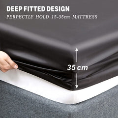 Art Silk Satin Sheet Set Hotel 4 Pieces Fitted/Flat Sheet Bedding Set-Luxury Soft Silky Sheets for Hair and Skin, Similar to 