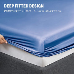Art Silk Satin Sheet Set Hotel 4 Pieces Fitted/Flat Sheet Bedding Set-Luxury Soft Silky Sheets for Hair and Skin, Similar to 
