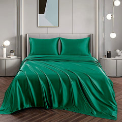 Art Silk Satin Sheet Set Hotel 4 Pieces Fitted/Flat Sheet Bedding Set-Luxury Soft Silky Sheets for Hair and Skin, Similar to 