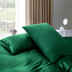Satin Quilt cover Set Hotel 3 Pieces Quilt cover with Pillowcase, Art Silk Bedding Set-Luxury Soft Silky pillowcase for Hair 
