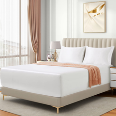 Satin Fitted Sheet Set Hotel 3 Pieces Fitted Sheet with Pillowcase, Art Silk Bedding Set-Luxury Soft Silky Sheets for Hair an