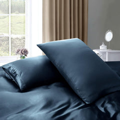 Satin Quilt cover Set Hotel 3 Pieces Quilt cover with Pillowcase, Art Silk Bedding Set-Luxury Soft Silky pillowcase for Hair 