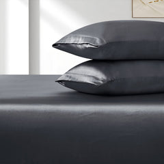 Satin Fitted Sheet Set Hotel 3 Pieces Fitted Sheet with Pillowcase, Art Silk Bedding Set-Luxury Soft Silky Sheets for Hair an