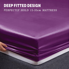 Art Silk Satin Sheet Set Hotel 4 Pieces Fitted/Flat Sheet Bedding Set-Luxury Soft Silky Sheets for Hair and Skin, Similar to 