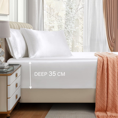 Satin Fitted Sheet Set Hotel 3 Pieces Fitted Sheet with Pillowcase, Art Silk Bedding Set-Luxury Soft Silky Sheets for Hair an