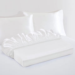Satin Fitted Sheet Set Hotel 3 Pieces Fitted Sheet with Pillowcase, Art Silk Bedding Set-Luxury Soft Silky Sheets for Hair an