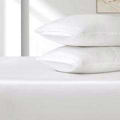 Satin Fitted Sheet Set Hotel 3 Pieces Fitted Sheet with Pillowcase, Art Silk Bedding Set-Luxury Soft Silky Sheets for Hair an