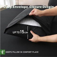 3 Piece Hotel Bamboo Cooling Fitted Sheet Set & Pillowcase -Ultra Soft 2000TC Breathable Fitted Bed Sheets Set with 37 Centim