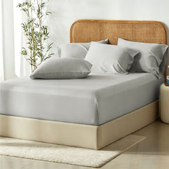 3 Piece Hotel Bamboo Cooling Fitted Sheet Set & Pillowcase -Ultra Soft 2000TC Breathable Fitted Bed Sheets Set with 37 Centim