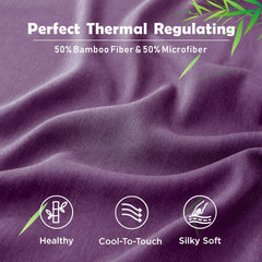 3 Piece Hotel Bamboo Cooling Fitted Sheet Set & Pillowcase -Ultra Soft 2000TC Breathable Fitted Bed Sheets Set with 37 Centim