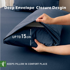 3 Piece Hotel Bamboo Cooling Fitted Sheet Set & Pillowcase -Ultra Soft 2000TC Breathable Fitted Bed Sheets Set with 37 Centim