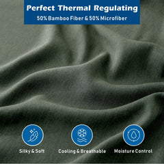 4 Piece Hotel Bamboo Cooling Sheet Set -Ultra Soft 2000TC Breathable Bed Sheets Set with 37 Centimetre Deep Pocket-Cooling Sh