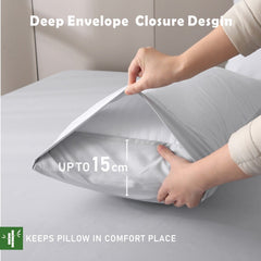 2 Piece Hotel Bamboo Cooling Fitted Sheet Set & Pillowcase -Ultra Soft 2000TC Breathable Fitted Bed Sheets Set with 37 Centim