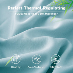 3 Piece Hotel Bamboo Cooling Fitted Sheet Set & Pillowcase -Ultra Soft 2000TC Breathable Fitted Bed Sheets Set with 37 Centim