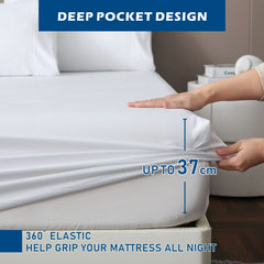 4 Piece Hotel Bamboo Cooling Sheet Set -Ultra Soft 2000TC Breathable Bed Sheets Set with 37 Centimetre Deep Pocket-Cooling Sh