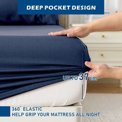 4 Piece Hotel Bamboo Cooling Sheet Set -Ultra Soft 2000TC Breathable Bed Sheets Set with 37 Centimetre Deep Pocket-Cooling Sh
