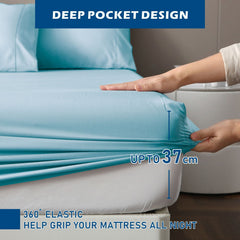 4 Piece Hotel Bamboo Cooling Sheet Set -Ultra Soft 2000TC Breathable Bed Sheets Set with 37 Centimetre Deep Pocket-Cooling Sh