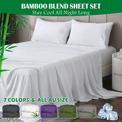 3 Piece Hotel Bamboo Cooling Sheet Set -Ultra Soft 2000TC Breathable Bed Sheets Set with 37 Centimetre Deep Pocket-Cooling Sh