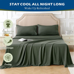 3 Piece Hotel Bamboo Cooling Sheet Set -Ultra Soft 2000TC Breathable Bed Sheets Set with 37 Centimetre Deep Pocket-Cooling Sh