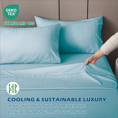 3 Piece Hotel Bamboo Cooling Sheet Set -Ultra Soft 2000TC Breathable Bed Sheets Set with 37 Centimetre Deep Pocket-Cooling Sh