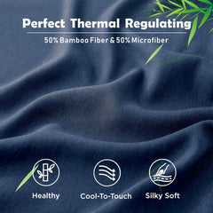 3 Piece Hotel Bamboo Cooling Fitted Sheet Set & Pillowcase -Ultra Soft 2000TC Breathable Fitted Bed Sheets Set with 37 Centim