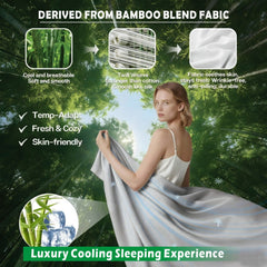 4 Piece Hotel Bamboo Cooling Sheet Set -Ultra Soft 2000TC Breathable Bed Sheets Set with 37 Centimetre Deep Pocket-Cooling Sh
