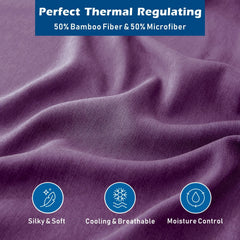 4 Piece Hotel Bamboo Cooling Sheet Set -Ultra Soft 2000TC Breathable Bed Sheets Set with 37 Centimetre Deep Pocket-Cooling Sh