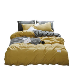 Qianjin Cotton Solid Color 4 Piece Bedding Set Khaki 0.9/1.2 m bed student three-piece quilt cover 150*200cm sheet 160*230cm 