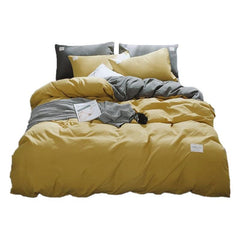 Qianjin Cotton Solid Color 4 Piece Bedding Set Fruit Green + Khakis 0.9/1.2 m bed student three-piece quilt cover 150*200cm s
