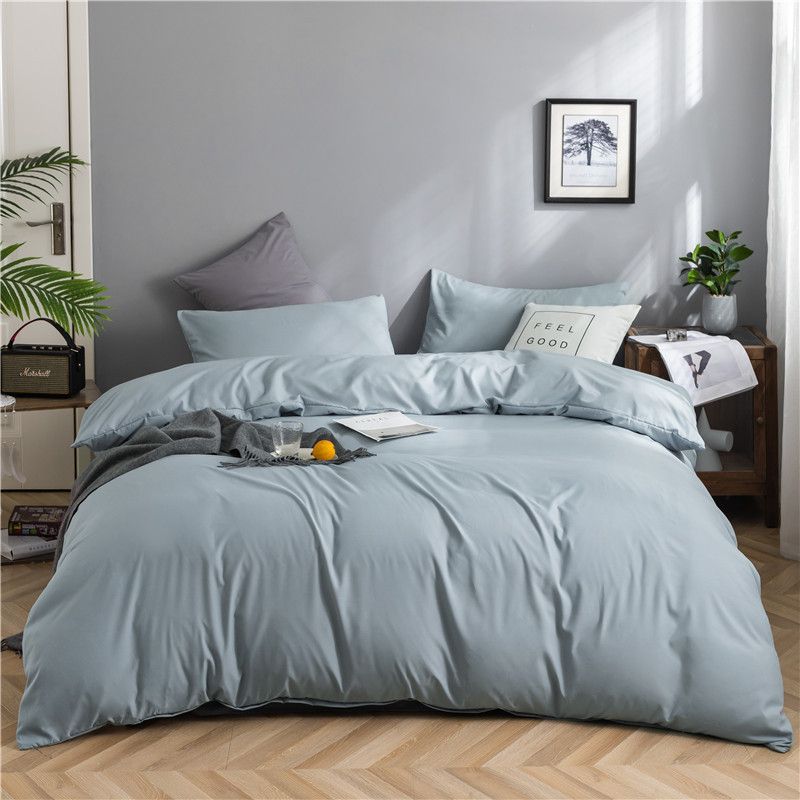 Qianjin Cotton Solid Color 4 Piece Bedding Set Azure 1.5 m bed [bed sheet set] quilt cover 150*200cm bed sheet 180*230cm pill