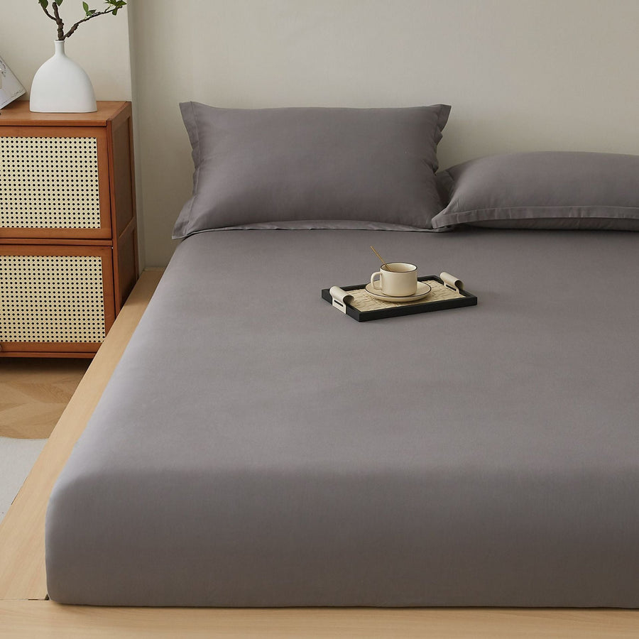 Cotton Bed Sheet - Light Grey/Grey - 40s Cotton Bed Sheet - 90x200cm - Image 2