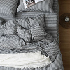 Cotton Seersucker 4 Piece Set Washed Striped 1.5m bed [four-piece fitted sheet]